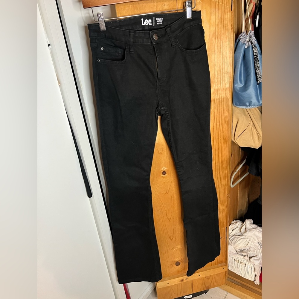 Black mid rise bootcut jeans